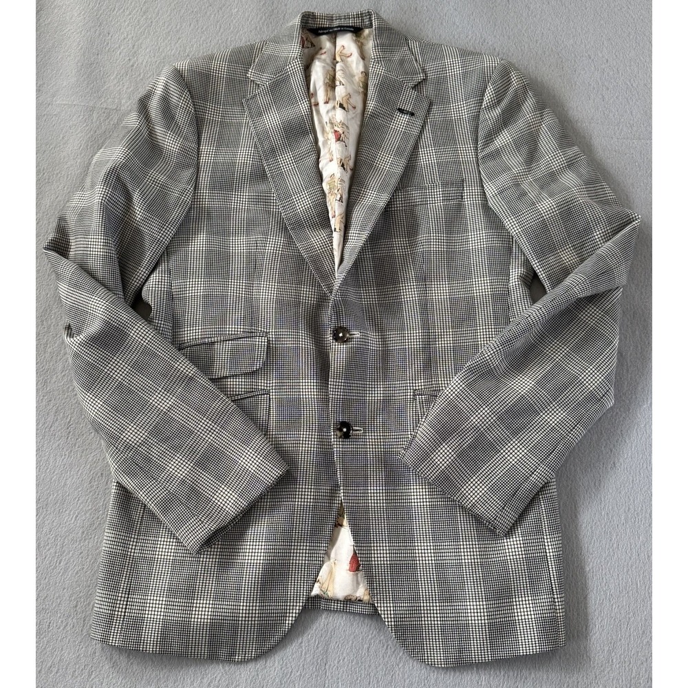 Coppley 40R Blazer Holland Sherry Wool Houndstooth Sport Coat Pin Up Lining